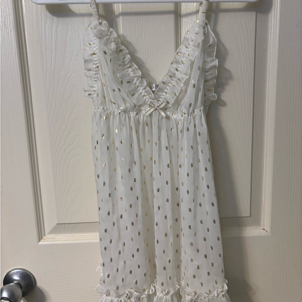 Victoria's Secret Lingerie, White See Through with Gold Accents and Panties - Picture 3 of 8